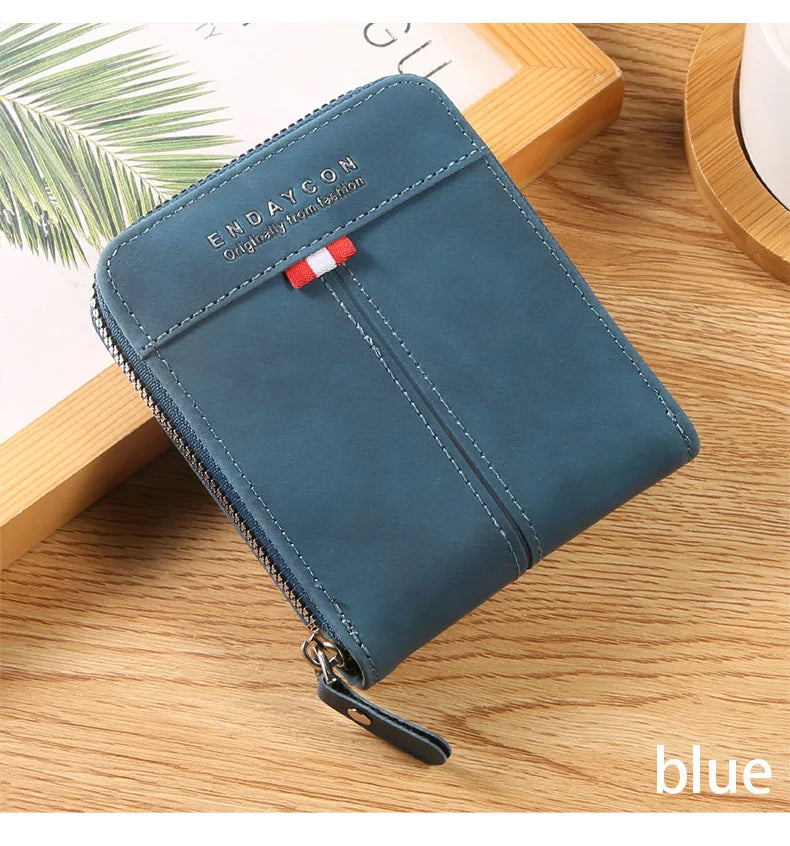Vintage Credit Card Holder Men Wallets Business Short Coin Purse Zipper Hand Money Bag  Bank Cardholder Case Small Male Walet