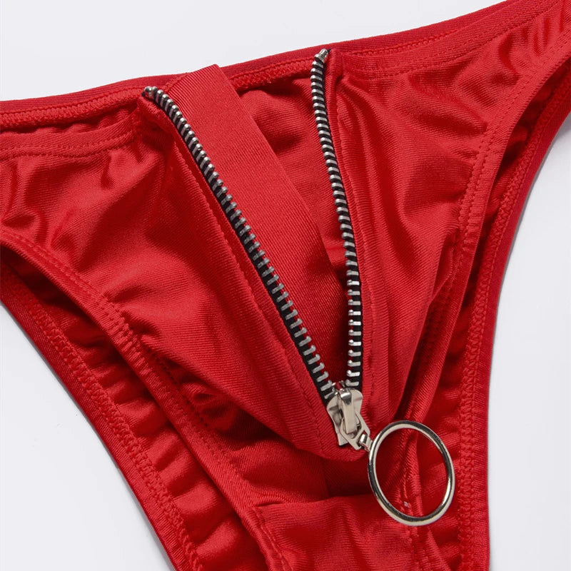 Men Bikini Briefs Underwear Man Sexy Zipper Mini Underpants Cuecas Calzoncillos Slips Mens Soft Breathable Lingerie Panties