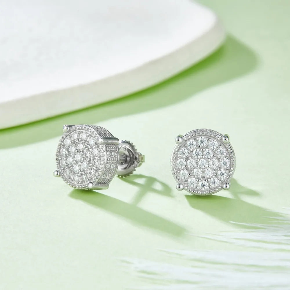 M-JAJA Full Moissanite Stud Earrings for Women/Men Gold Plated S925 Silver Diamond Earrings Fine Jewelry Hip-hop Fine Jewelry
