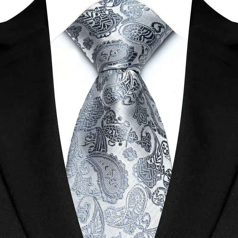 Luxury 8CM Mens Ties Solid Paisley Classic Business Necktie Jacquard Woven Neck ties For Men Groom Wedding Business Party