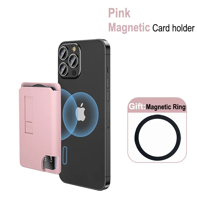 Magnetic Wallet,Compatible with MagSafe Wallet,3-Card Holder,Phone Card Holder For Secure-Grip Finger Loop