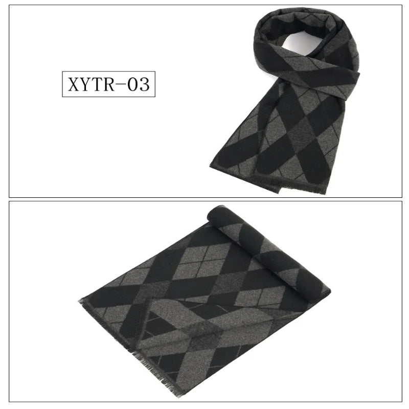 Classic Brand Scarfs for Men Thick Imitation Cashmere Shawl Scarves Winter Warm Business Muffler Scarves Long Wrap