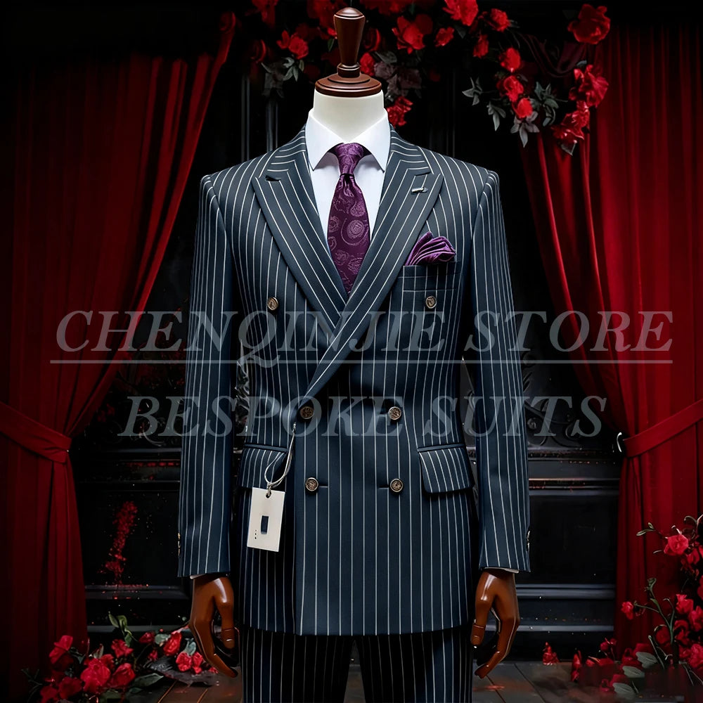 SILIWEYA Double Breasted Business Men&