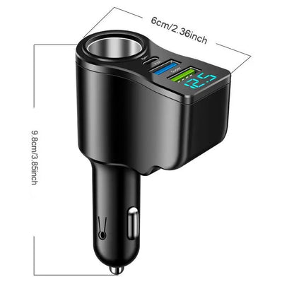 One can drag and carry four mobile phone chargers. It supports super-fast charging and has real-time voltage display.