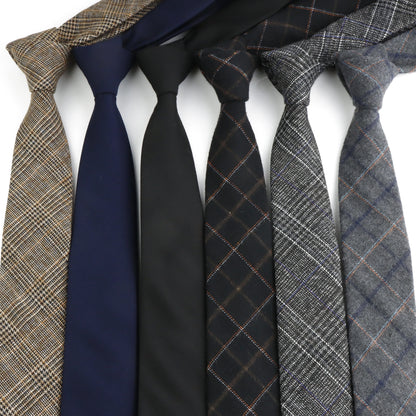 Classic Mens Solid Cotton Handmade 6cm Ties Striped Narrow Collar Slim Necktie Black Red Blue Formal Business Wedding Tie Gift