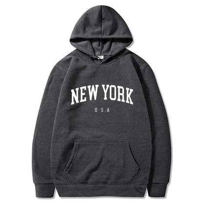 Women New York U.S.A City Hoodies Fashion Letter Printed Graphic Sweatshirts Loose CasuaMen l Harajuku Hooded Pullover Sportwear