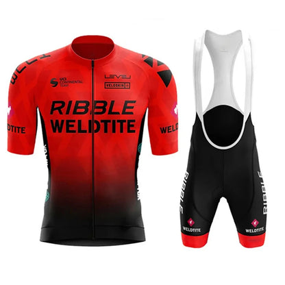 Ribble Weldtite Pro Team Cycling Jersey Set Summer Breathable Bicycle Men&
