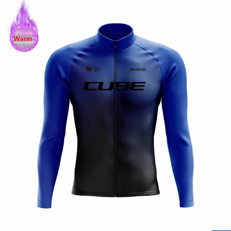 Winter Thermal Fleece Cycling Jersey Sports Bike Rvouei Cube Pro Team Mountian Bicycle Clothing Ropa Ciclismo Invierno Hombre