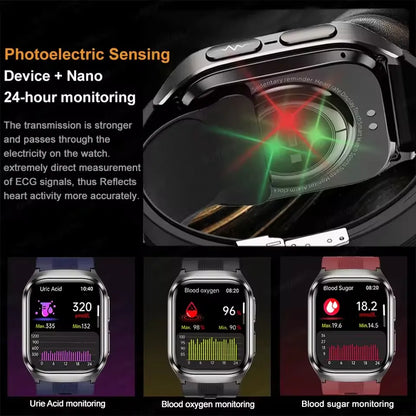 2026 New Air pump airbag Wrist Blood Pressure Accurate Measure Smart Watch ECG Blood lipids Uric acid Bluetooth Call Smartwatchs