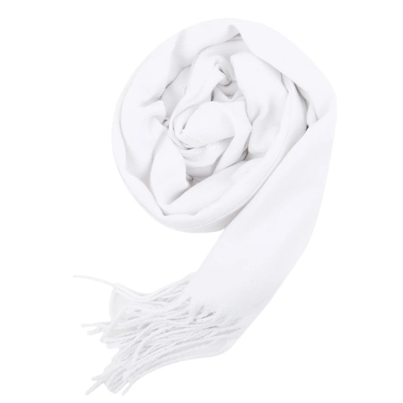 Tassel Scarfs Imitation Cashmere Men Solid Color Fashions Winter Warmth Windproof Thickened Elongated Scarf Women&