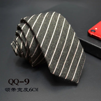 Mens Ties 6cm Classic Cotton Handmade Skinny Neck Ties for Men Striped Narrow Collar Slim Cashmere Tie Casual Plaid Tie For Man
