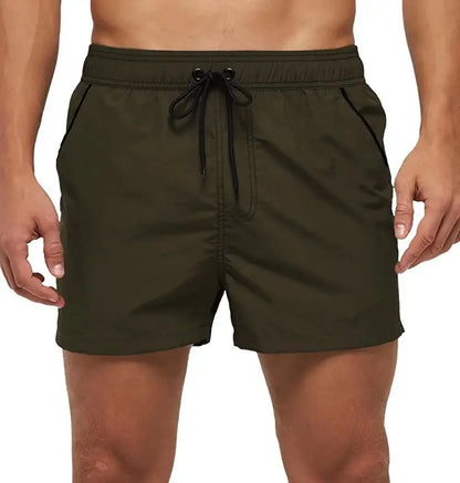 Men Summer Swim Shorts Swimwear Trunks Swimsuits Quickly Dry Surf Beach Board Elastic Waist Swim Pants Surffing Shorts with Mesh