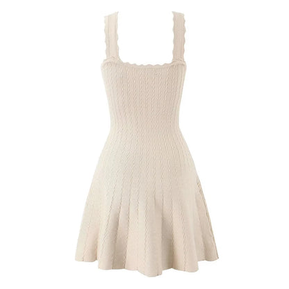 YENKYE 2025 Women O Neck Sleeveless A-line Slim Knit Dresses Casual Autumn Tank Mini Dress