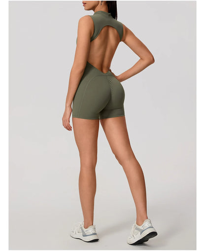 Hearuisavy Sports Overalls Women Gym High Stretch Sleeveless Yoga Bodysuit Running Push Up Butt-Lifting Fitness Jumpsuit Female