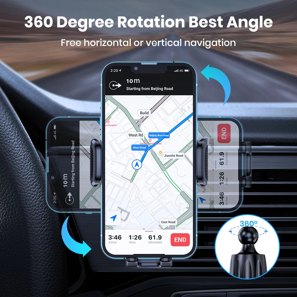 TOPK Phone Holders for Your Car Phone Holder Mount, 360° Rotation for Easy Viewing, Compatible with All Smartphones