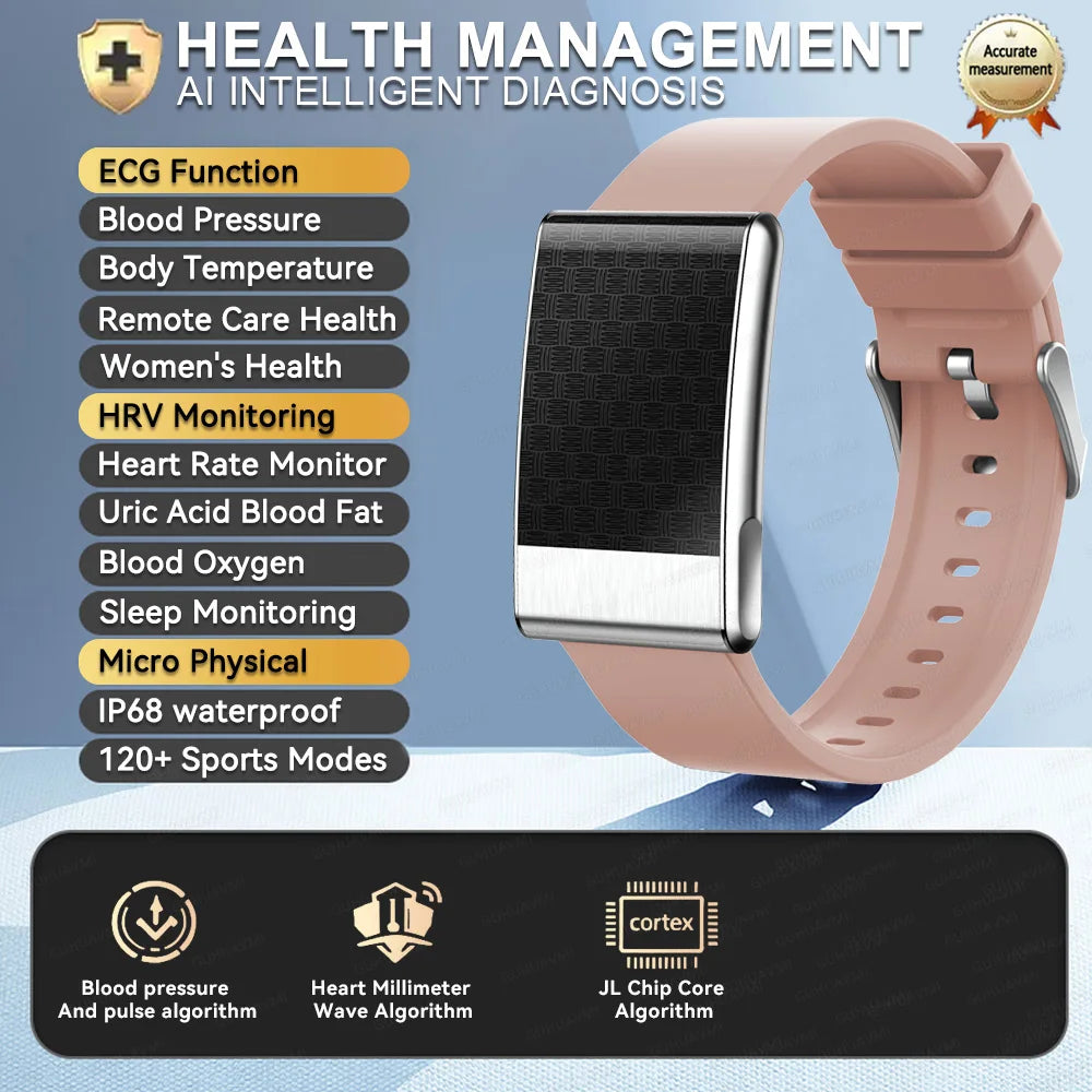 2026 No Screen Health Smart Bracelet ECG Detection Blood Lipids Uric Acid  Heart Rate IP68 Sports Smart Bracelet For Andrio IOS