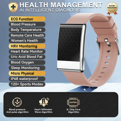 2026 No Screen Health Smart Bracelet ECG Detection Blood Lipids Uric Acid  Heart Rate IP68 Sports Smart Bracelet For Andrio IOS
