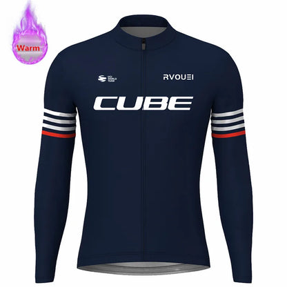 Winter Thermal Fleece Cycling Jersey Sports Bike Rvouei Cube Pro Team Mountian Bicycle Clothing Ropa Ciclismo Invierno Hombre