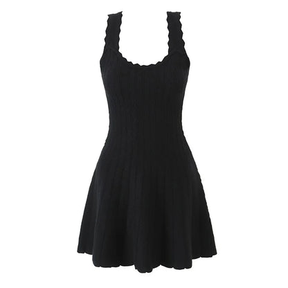 YENKYE 2025 Women O Neck Sleeveless A-line Slim Knit Dresses Casual Autumn Tank Mini Dress