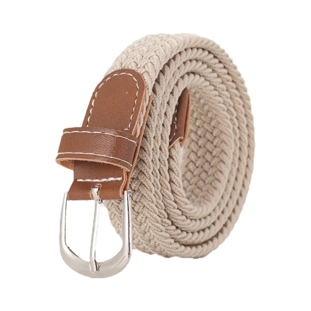 100cm Casual Knitted Pin Buckle Men Belt Woven Canvas Elastic Expandable Braided Stretch Belts For Women Jeans Female Belt