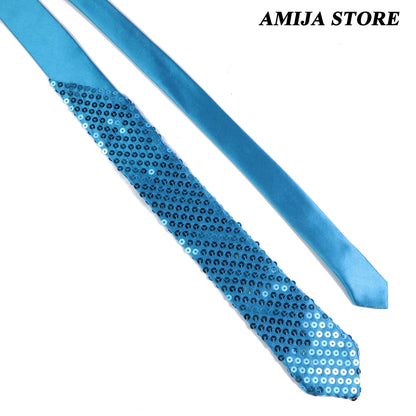 Shiny Sequins Neck Ties Men Women Stage Black Pink Blue Glitter Performance Prom Paillette Accessories Fashion Party 5cm Necktie