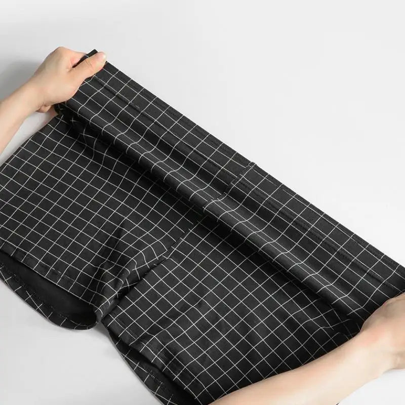 4Pcs Mens Underwear Boxers Shorts Casual Sleep Underpants Homewear Men Panties Striped Plaid Loose Comfortable Underwear