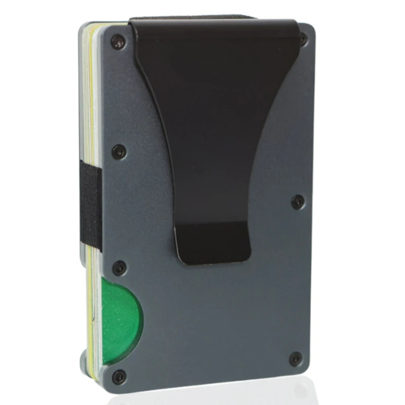 Minimalist Slim RFID Blocking Wallet For Men - Light Weight, Durable &amp; Compact- Aluminum Wallet With Money Clip (Black）