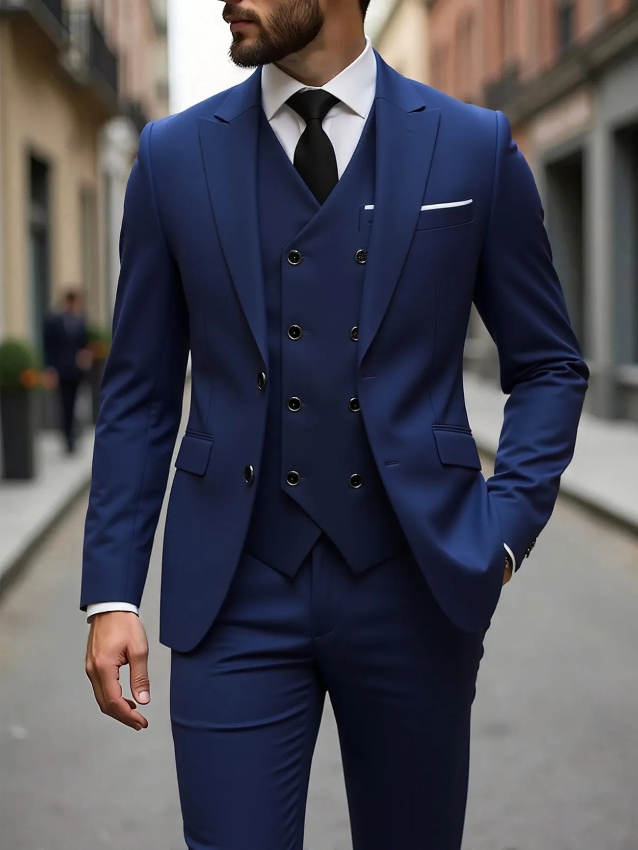 Classic Wedding Tuxedos Slim Fit Bridegroom For Men 3 Pieces Groomsmen Suit Male Formal Business Men Suits(Jacket+Vest+Pants）