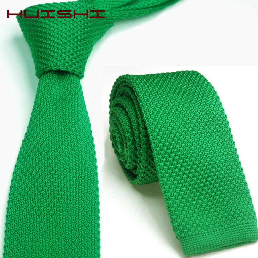 Knitted Ties For Men Slim Fashion Neckties Plain Black Red Knit Tie Men Women Wedding Daily Casual Neck Knitted Cravatas HUISHI