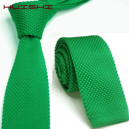 Knitted Ties For Men Slim Fashion Neckties Plain Black Red Knit Tie Men Women Wedding Daily Casual Neck Knitted Cravatas HUISHI