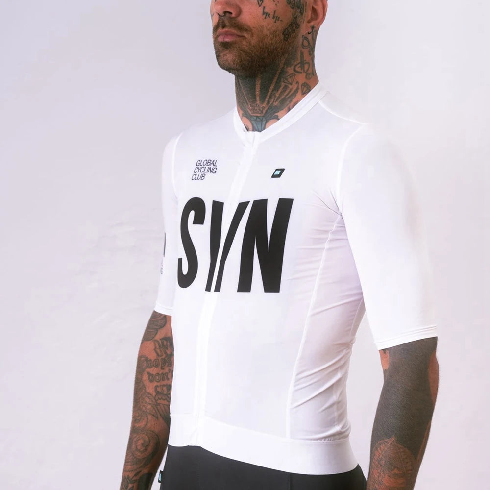Riding Club Outdoor Leisure Cycling Dinner Entertainment Bicycle Clothing White Summer Short Sleeve jersey and Bib Shorts Set