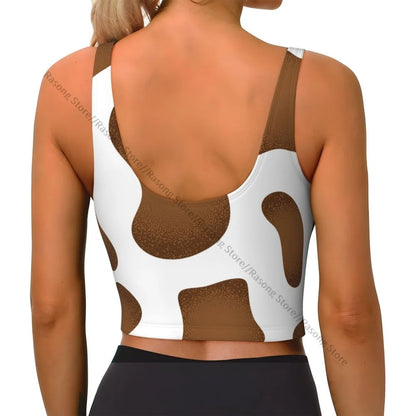 Women Sexy Sports Vest Cow Domestic Pattern Female Streetwear Sport Lingerie Tee Crop Top