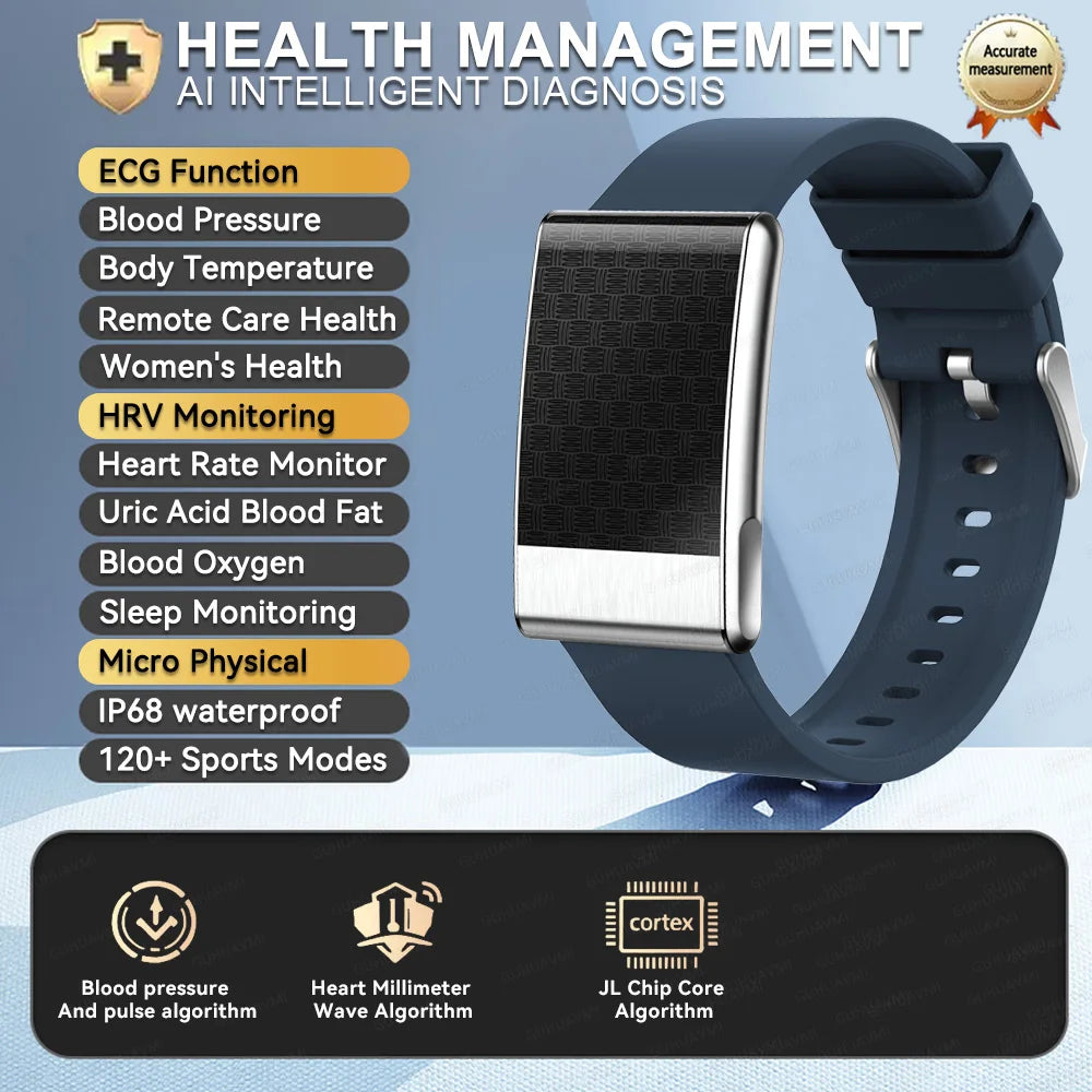 2026 No Screen Health Smart Bracelet ECG Detection Blood Lipids Uric Acid  Heart Rate IP68 Sports Smart Bracelet For Andrio IOS