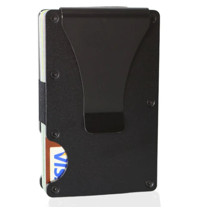 Minimalist Slim RFID Blocking Wallet For Men - Light Weight, Durable &amp; Compact- Aluminum Wallet With Money Clip (Black）