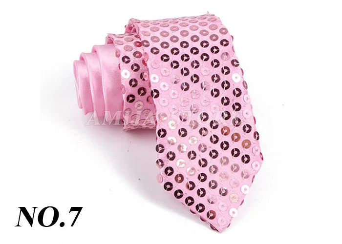 Shiny Sequins Neck Ties Men Women Stage Black Pink Blue Glitter Performance Prom Paillette Accessories Fashion Party 5cm Necktie