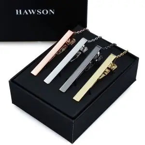 HAWSON Goldren Tie Clip For Men 2/2.2/2.5 inch Classic Copper Tie Bar Business Collar Pin Skiny Necktie Tie Pin Clip for Working