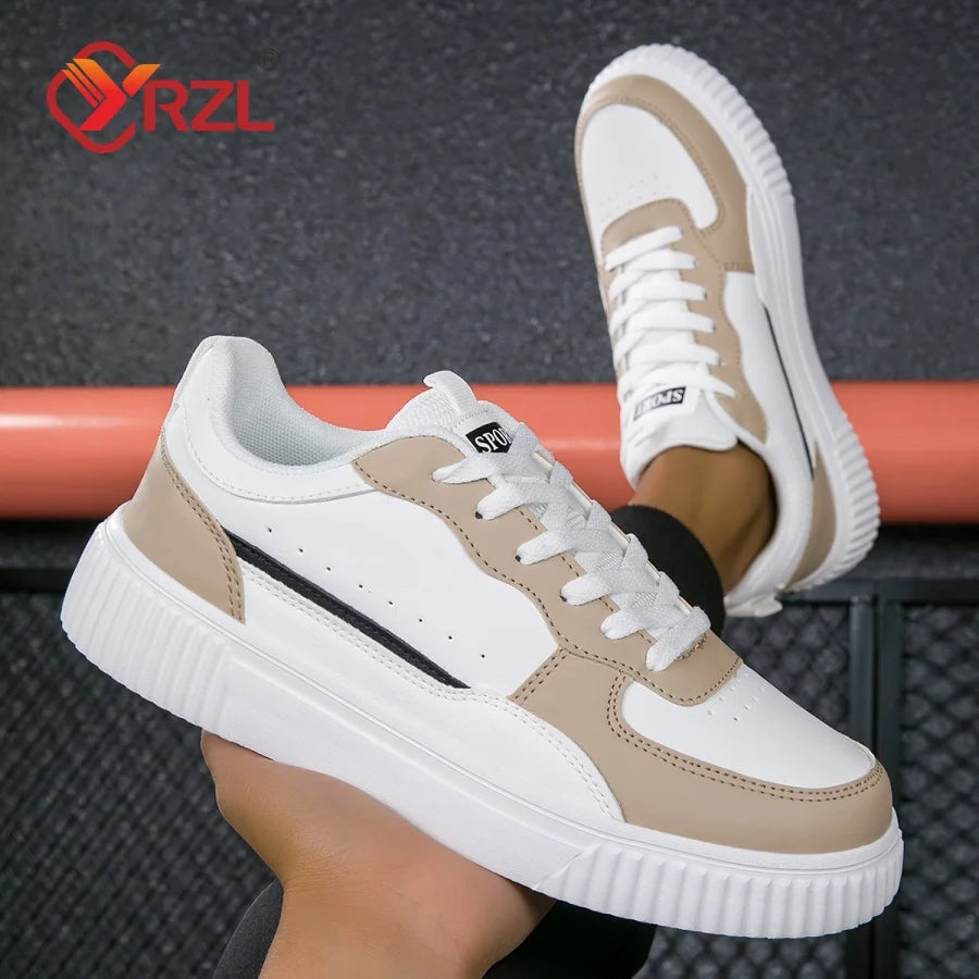 YRZL Mens Sneakers Autumn White Shoes Lightweight Thick Sole Non Slip Skatebaord Shoes Unisex Casual Sports Shoes for Man