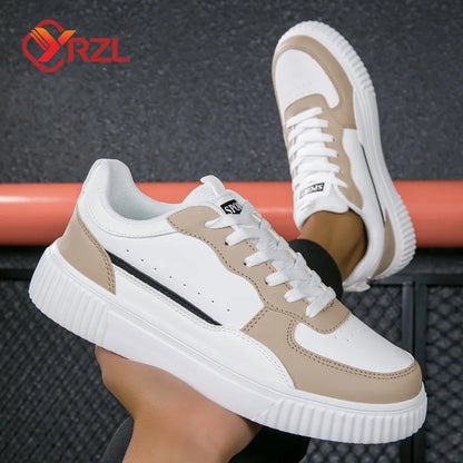 YRZL Mens Sneakers Autumn White Shoes Lightweight Thick Sole Non Slip Skatebaord Shoes Unisex Casual Sports Shoes for Man