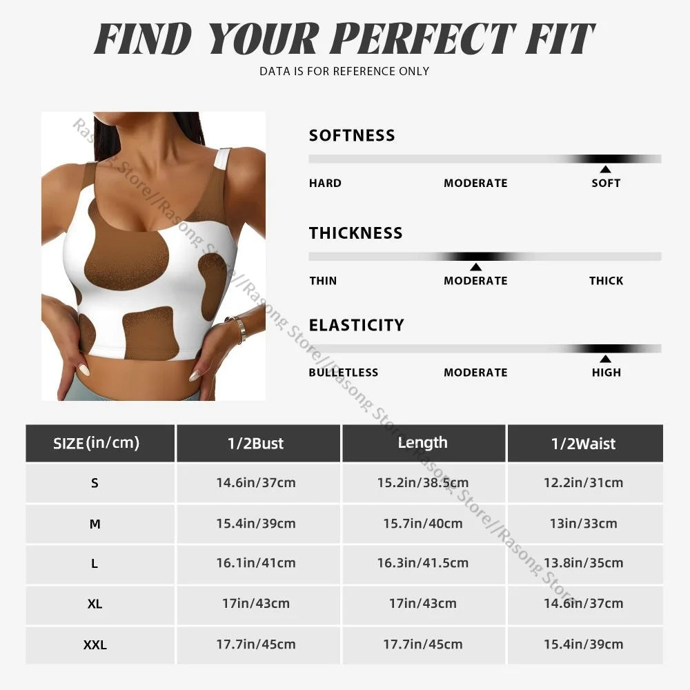 Women Sexy Sports Vest Cow Domestic Pattern Female Streetwear Sport Lingerie Tee Crop Top