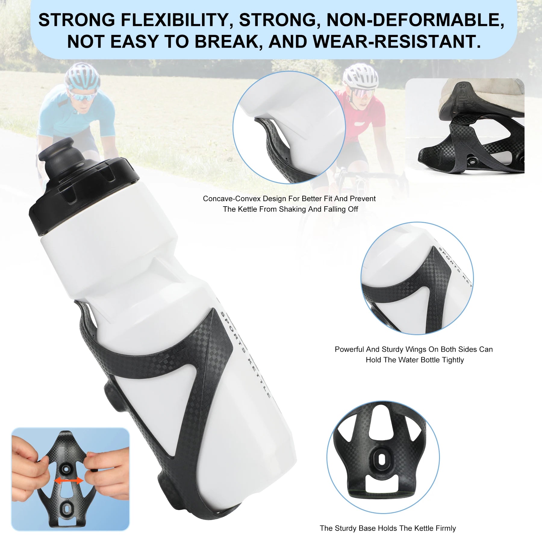 HUALONG Bike Water Bottle Holder Nylon Add Carbon Fiber Water Bottle Cage Road MTB Gravel Bikes Bicycle Water Bottl Drink Cup Ho