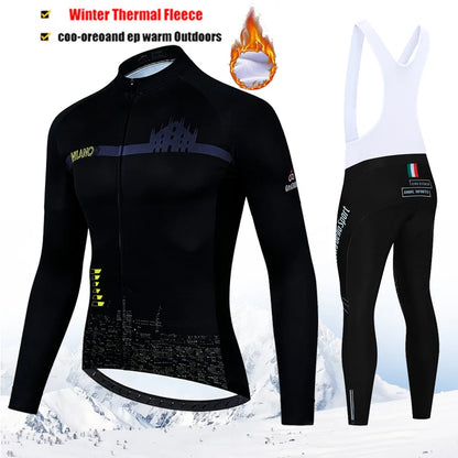 Winter Thermal Fleece Cycling Jersey Set Tour De Italy D&