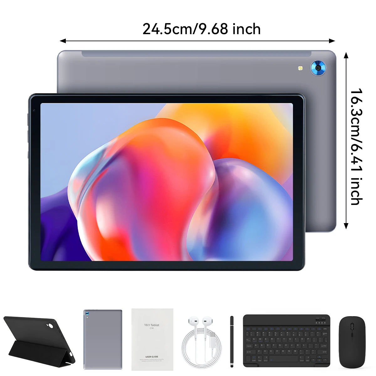 URAO 10 Inch Tablet Android 15 8-Core Tablets 24GB+128GB 1TB Expansion WiFi 6 5MP+8MP Stylus Keyboard Mouse Headphone PC PAD Set