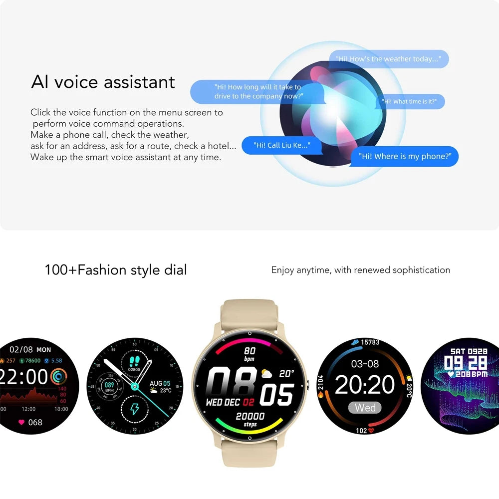 2025 New Sport Smartwatch Men Sports Fitness Wristband IP68 Waterproof Voice Assistant Bluetooth Call SmartWatch For Android IOS
