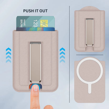 for Magsafe Magnetic Pu Leather Wallet Stand Credit Card Holder for iPhone 17 Air ProMax Anti-theft Swipe Fold Stand Card Holder