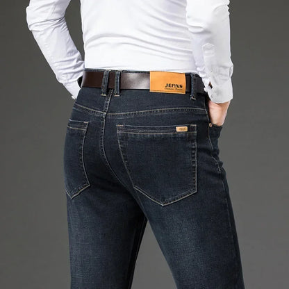 Large Size 40 42 44 46 2025 New Business Casual Stretch Trousers Classic Blue Denim Pants Male Men&