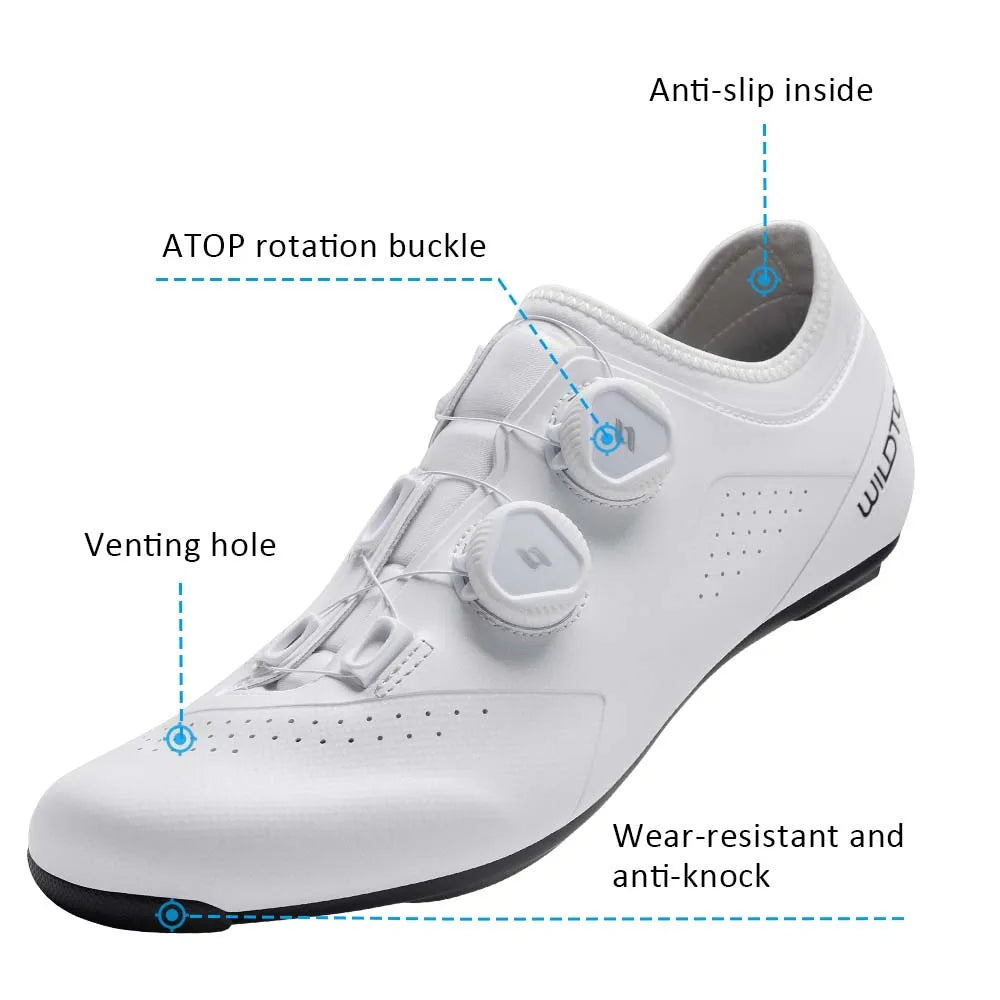 WILDTO Cycling Shoes Mens Road Bike Shoes Flat Speed New Hardness9 Glass Fiber Professional Cycling Sneakers SPD Cleats Footwear