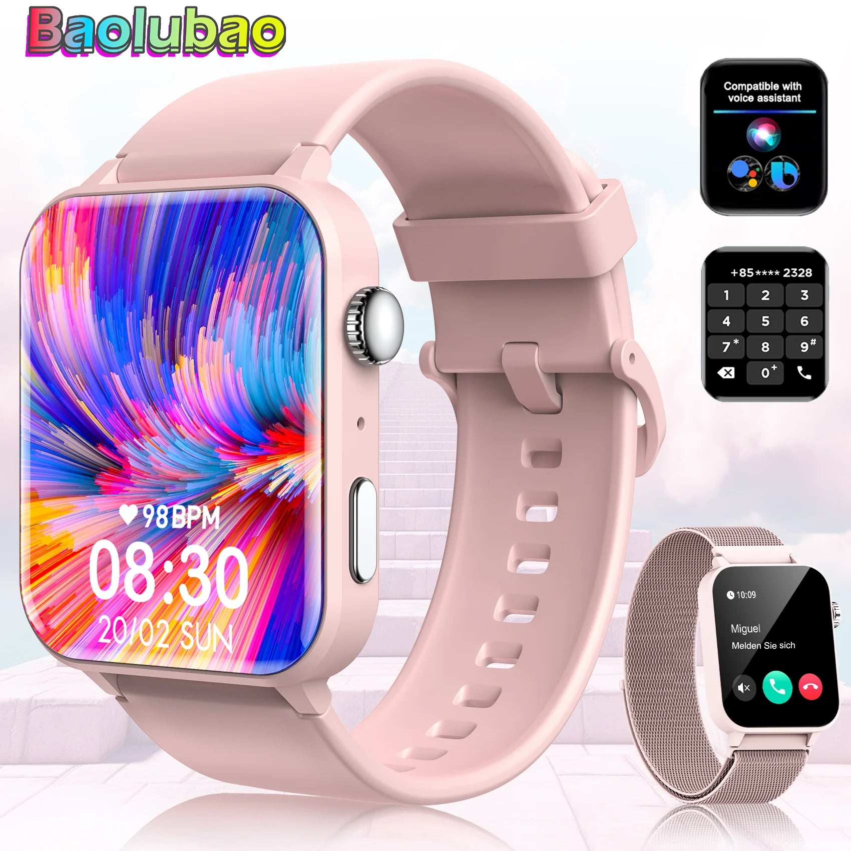 Baolubao Fitness Tracker (Bluetooth Answer/Make Calls),Smart watch for Men Women,1.85&