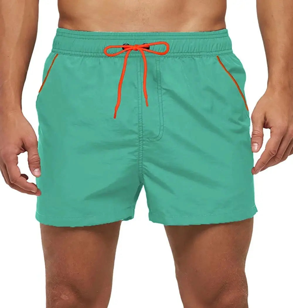Men Summer Swim Shorts Swimwear Trunks Swimsuits Quickly Dry Surf Beach Board Elastic Waist Swim Pants Surffing Shorts with Mesh