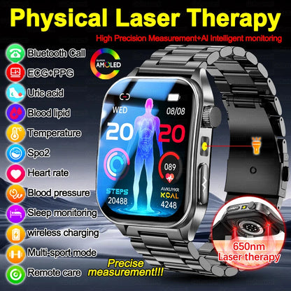 2026Hot AI-GPT Diagosis ECG Health SmartWatch Blood Pressure Lipid Uric Acid 650nm Dual-Probelaser Heart Analysis Smart bracelet