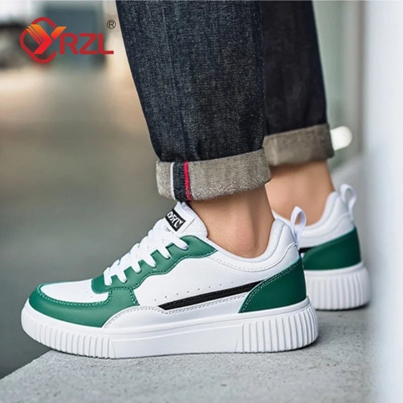 YRZL Mens Sneakers Autumn White Shoes Lightweight Thick Sole Non Slip Skatebaord Shoes Unisex Casual Sports Shoes for Man